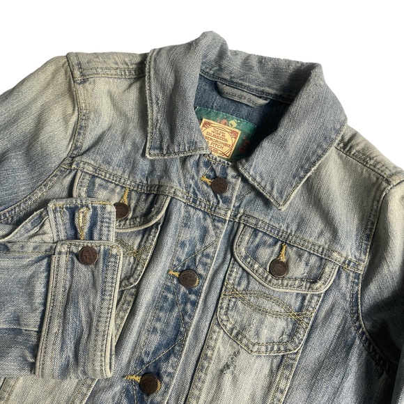 Abercrombie‎ & Fitch Medium Blue Jean Jacket Destroyed (lightly) 100% Cotton - Picture 1 of 8